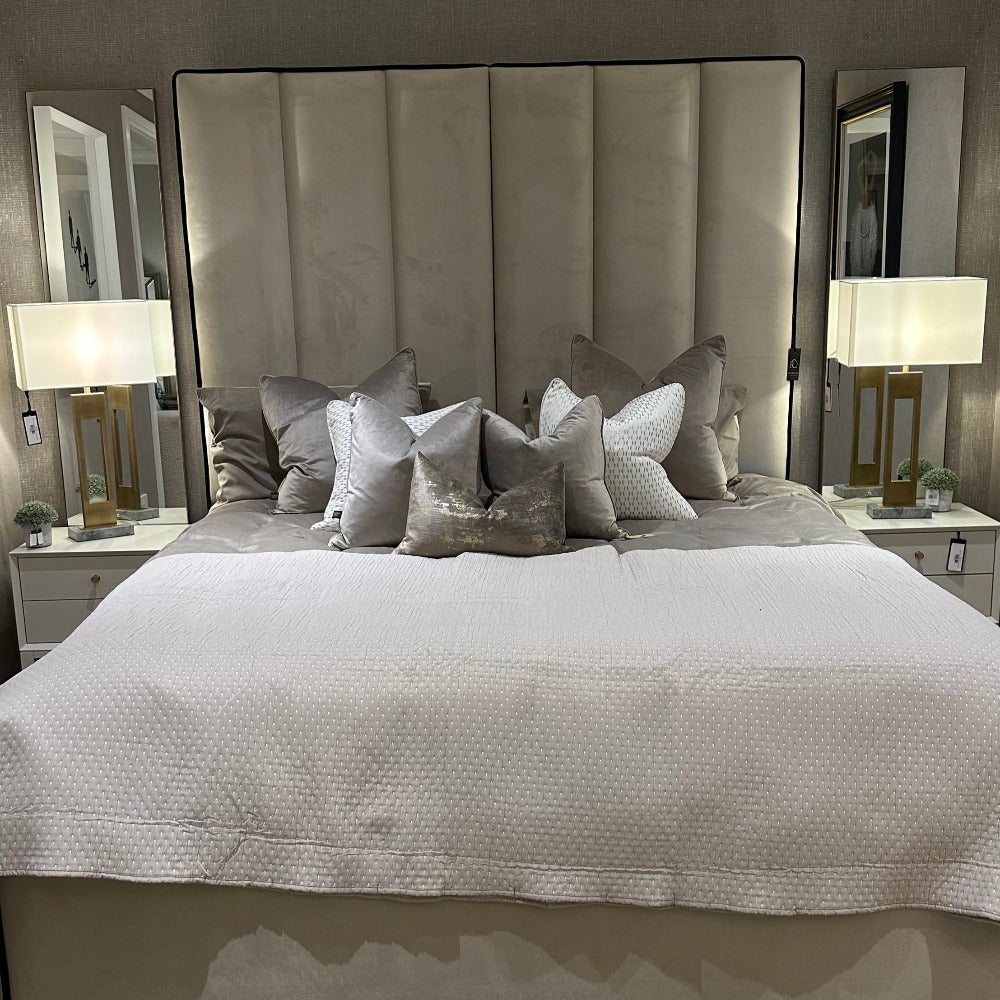 Belle Delta custom Bed frame with 145cm Headboard ...or you decide, Horizontal panels-Luxury beds-Renaissance Design Studio