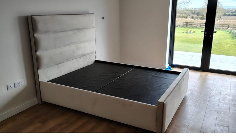 Belle Delta custom Bed frame with 145cm Headboard ...or you decide, Horizontal panels-Luxury beds-Renaissance Design Studio