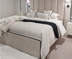Belle Delta custom Bed frame with 145cm Headboard ...or you decide, Horizontal panels-Luxury beds-Renaissance Design Studio