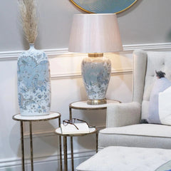 Byron Nest of 3 round Tables with marbled top-side table-Renaissance Design Studio