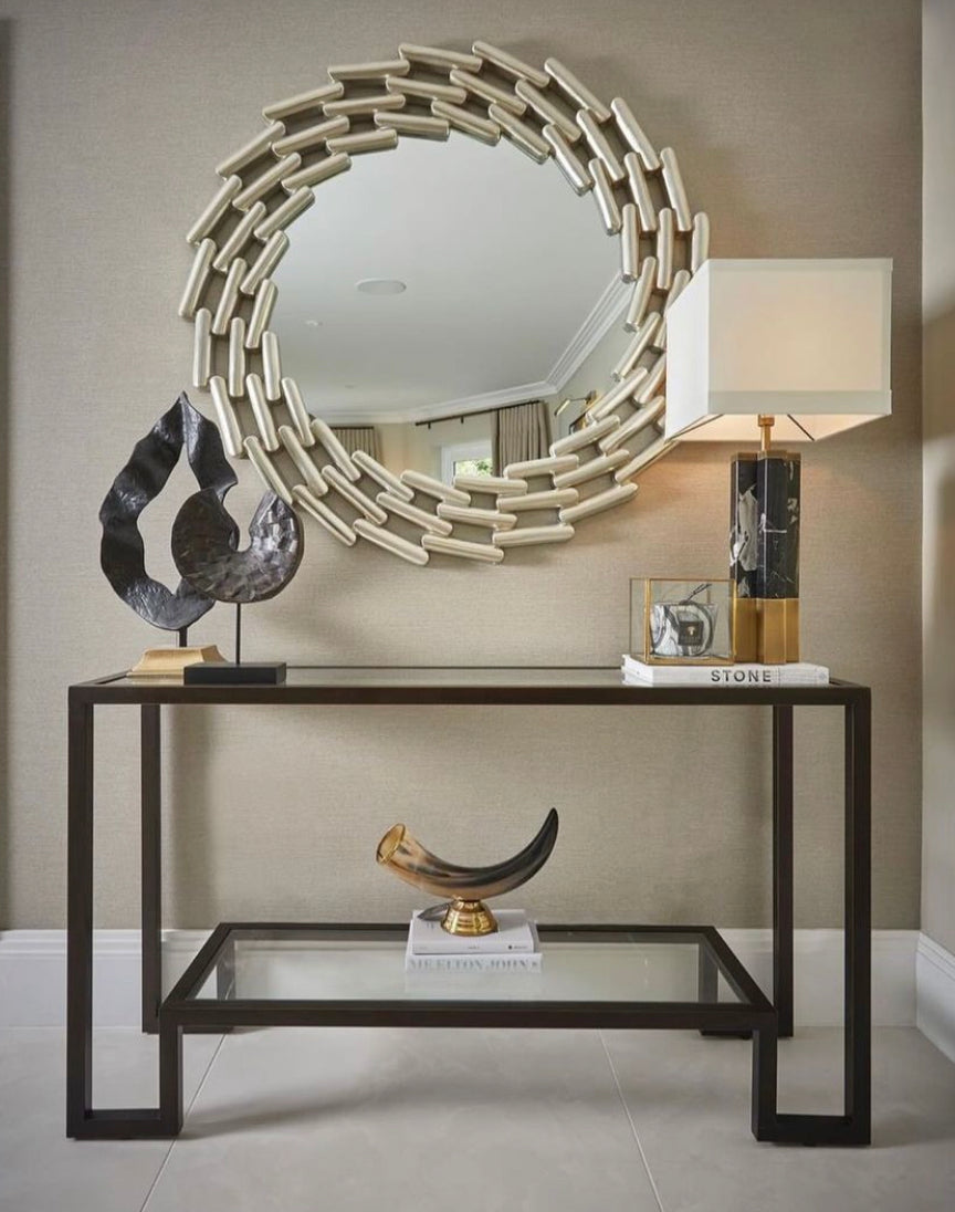 Champagne large Lanthe Link Mirror. REDUCED clearance ex display-Renaissance Design Studio