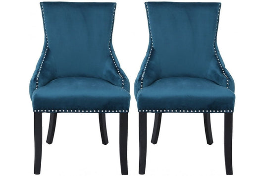 Marine Green Teal Luxurious Lucia Tufted Dining Chairs  set of   2  for collection Half Price
