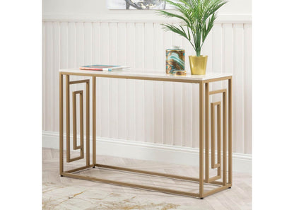 Dillon console table in gold and cream