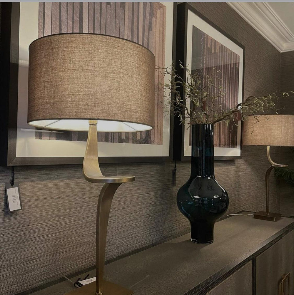 Elle table lamp in antiqued brass-Table Lamp-Renaissance Design Studio