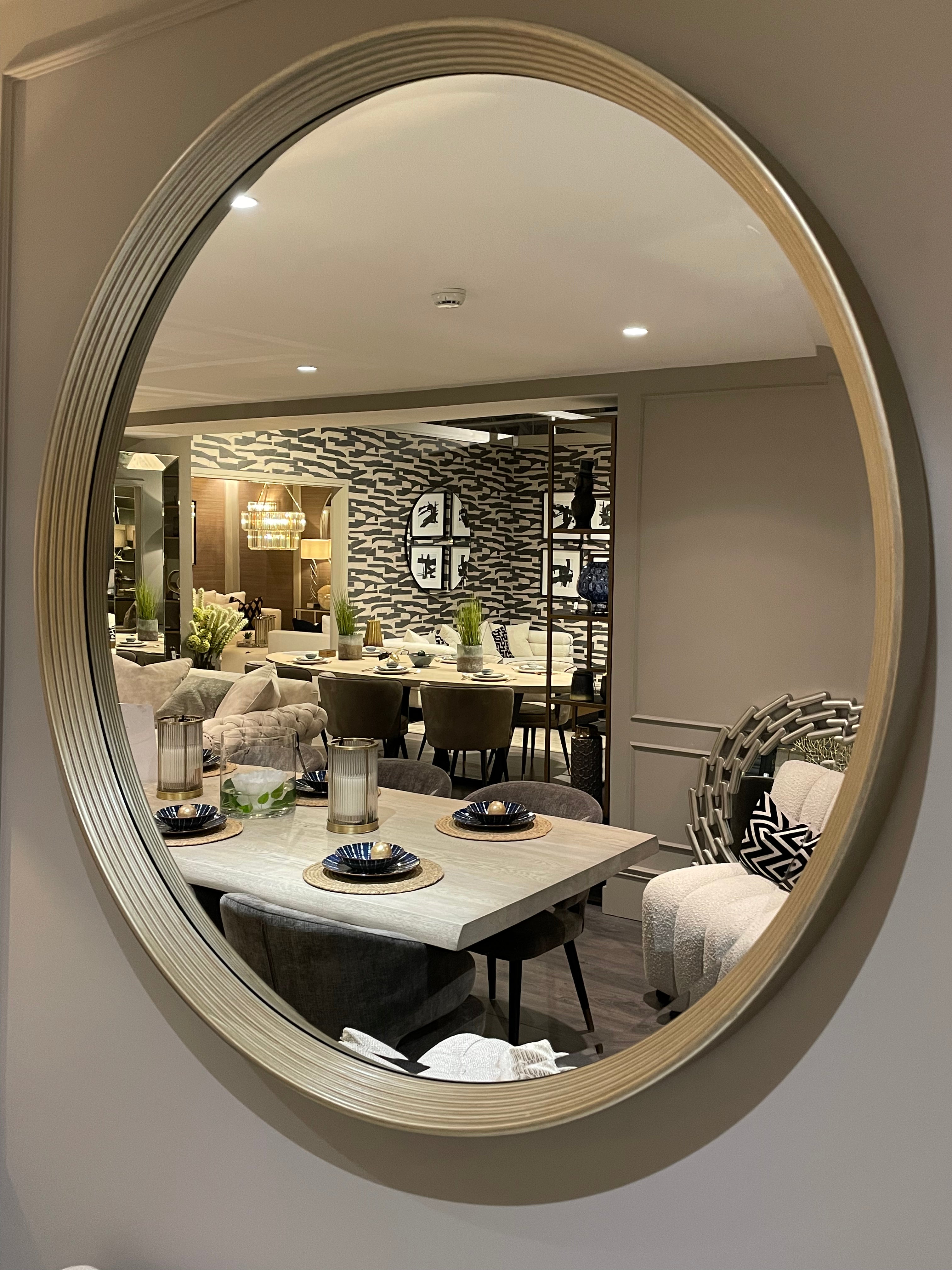Foyle Gold Rim contemporary Mirror by RV ASTLEY 106 cm in Champagne gold-Renaissance Design Studio