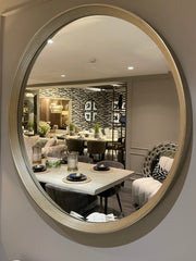 Foyle Gold Rim contemporary Mirror by RV ASTLEY 106 cm in Champagne gold-Renaissance Design Studio