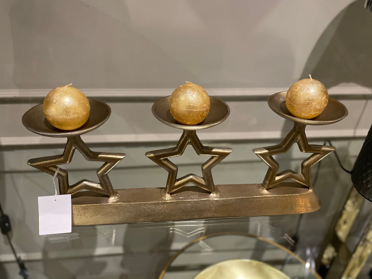 Gold star candle holder large-Renaissance Design Studio