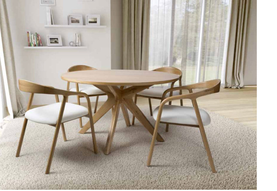 Holly Oak open back solid dining chair with padded seat-Renaissance Design Studio