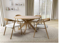 Holly Oak open back solid dining chair with padded seat-Renaissance Design Studio