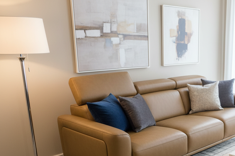 Mezanna  Tan leather chaise corner sofa  less than half price! One only sold as seen