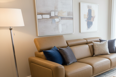 Mezanna  Tan leather chaise corner sofa  less than half price! One only sold as seen