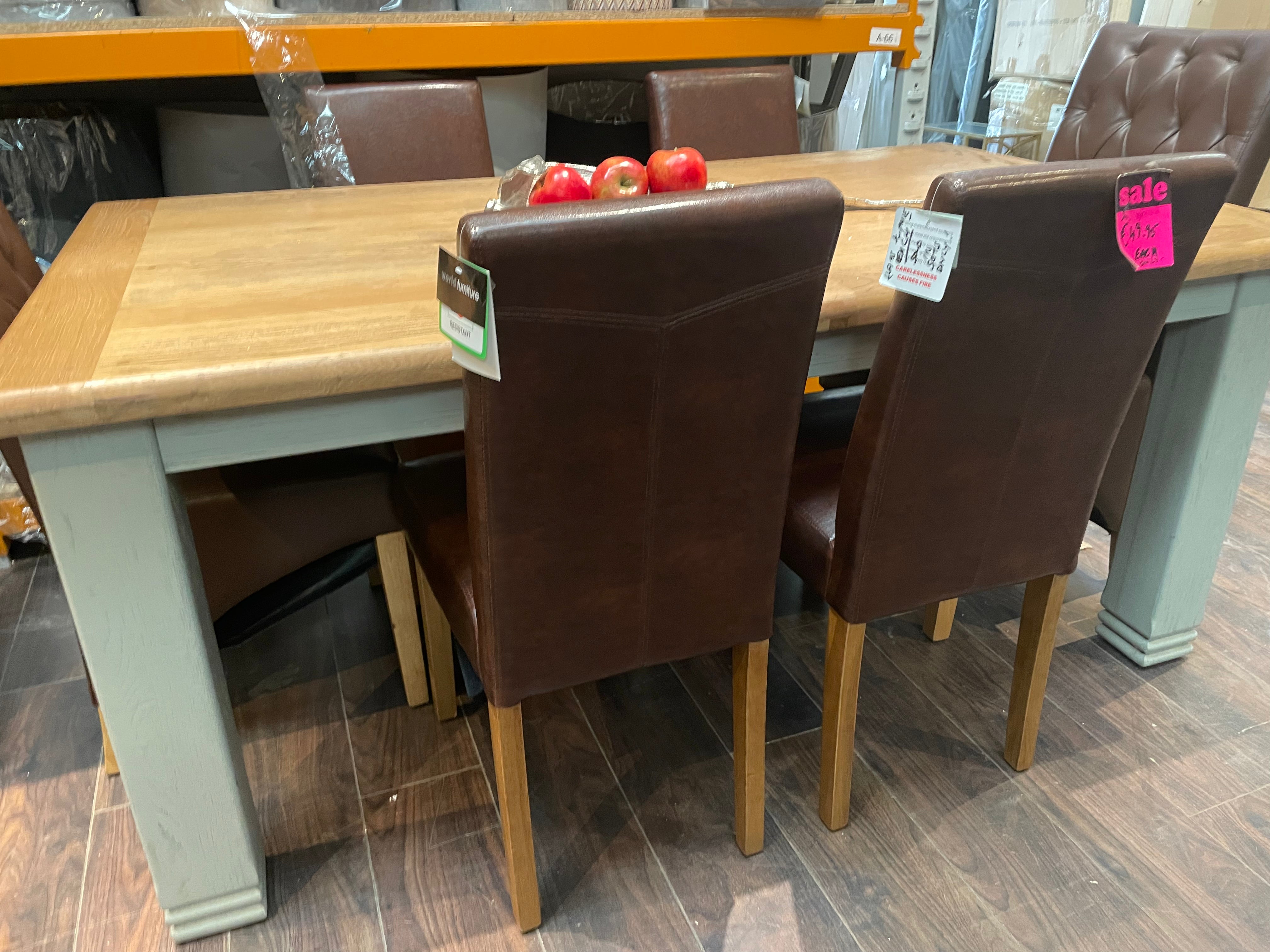 Daniel Weathered Oak Extending table with Elephant breath base ex display