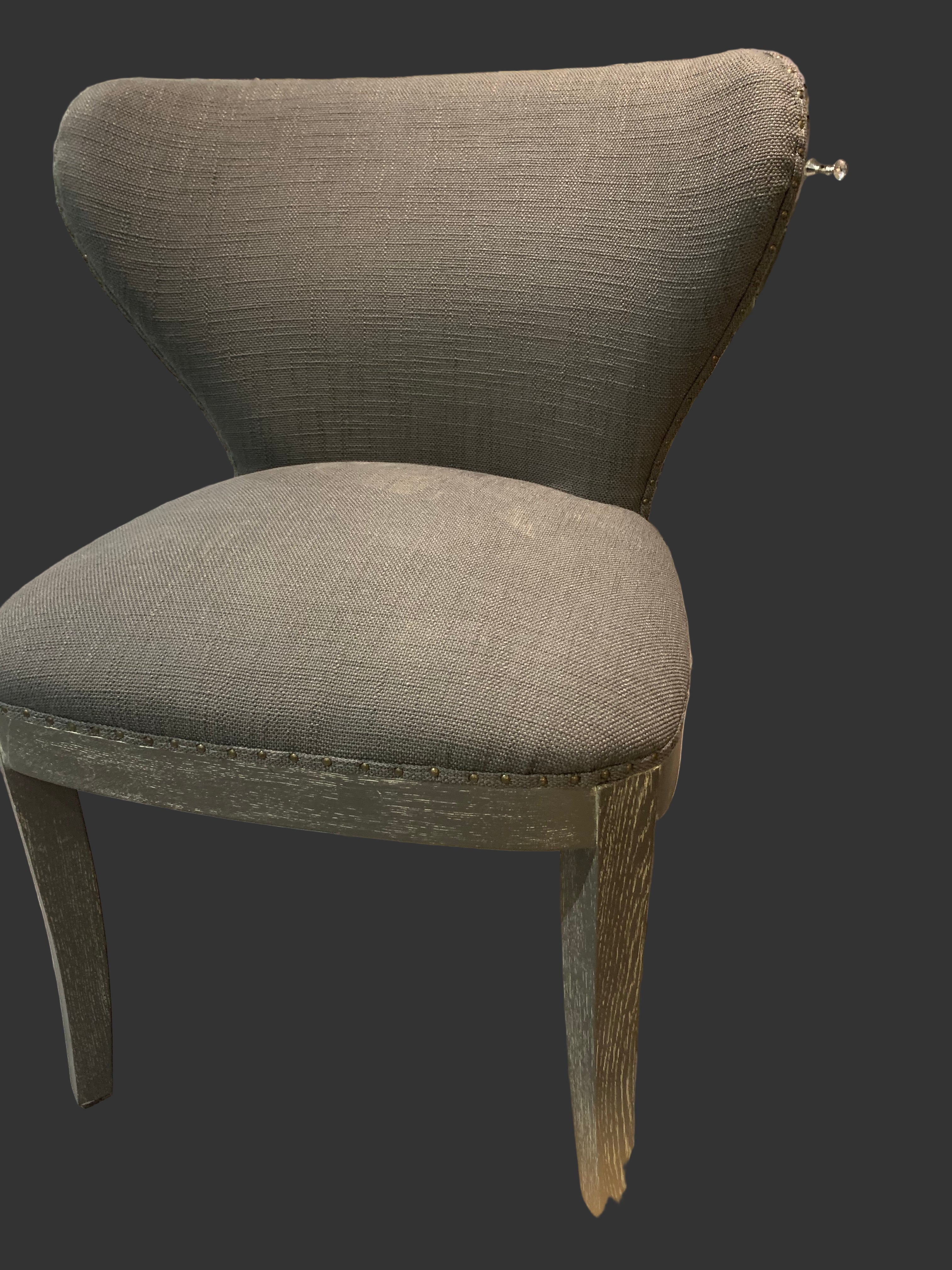 Maison linen  and dark oak dining  chairs half price deal set of 4 instore purchase only