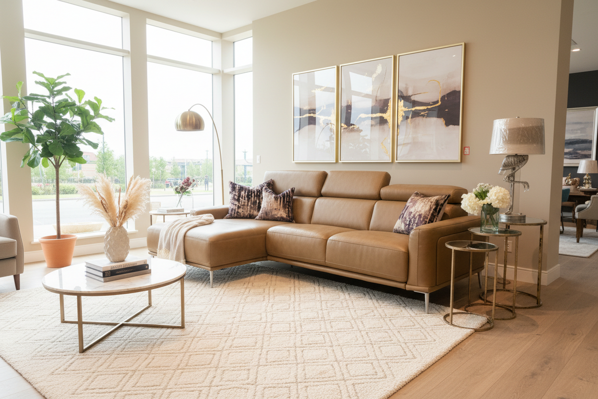 Mezanna  Tan leather chaise corner sofa  less than half price! One only sold as seen