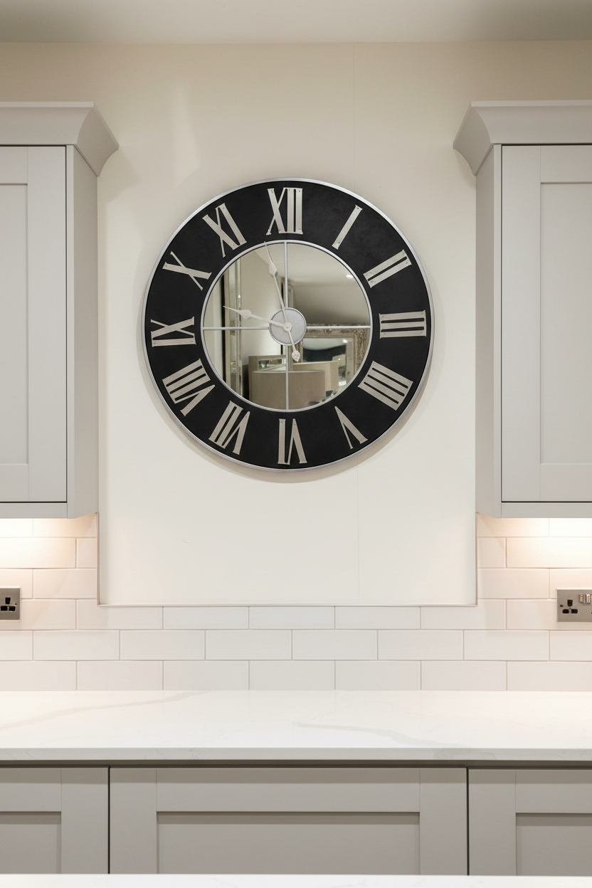 Mirrored clock Alex warehouse clearance click n collect no exchange