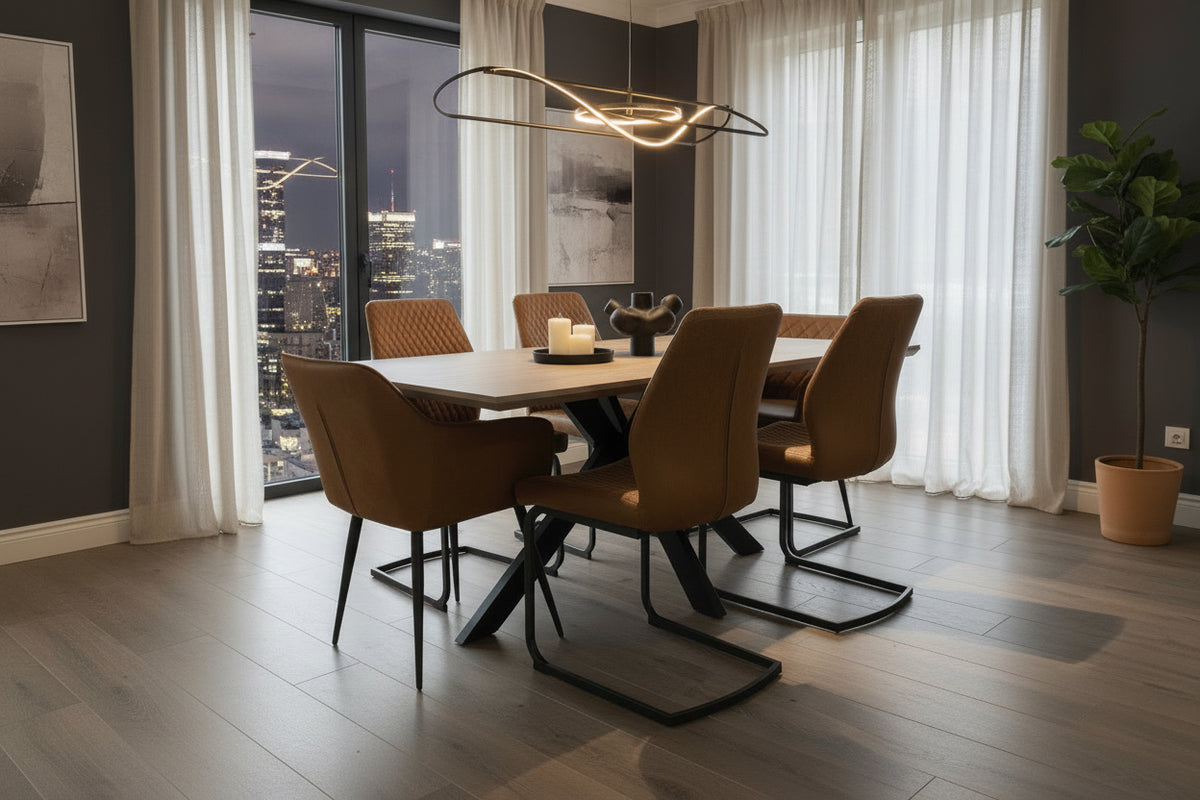 Mirabeau extending dining table with cross legs and  *smart top top 180/220