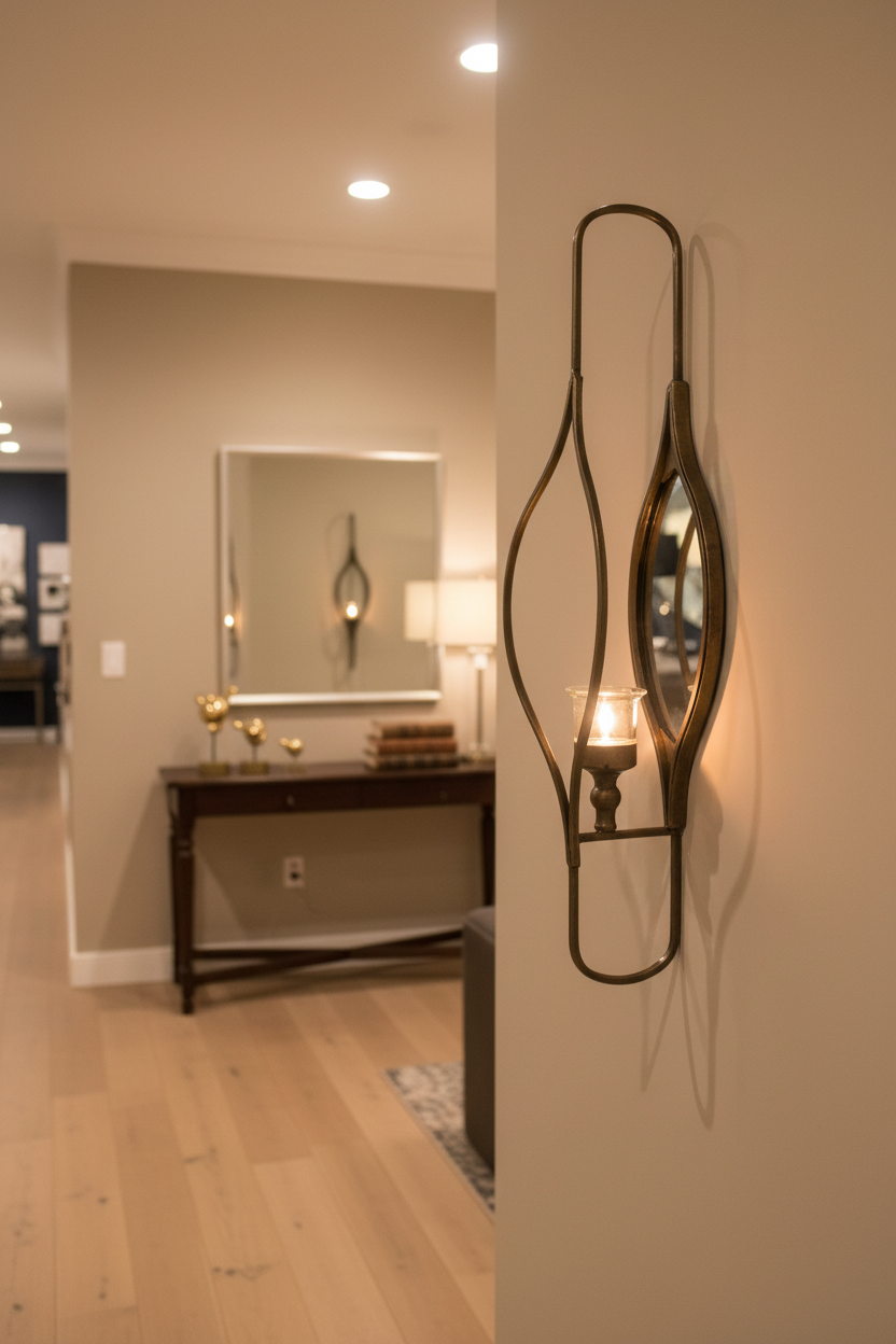 Wall candle sconce 1 mirror  gold clearance