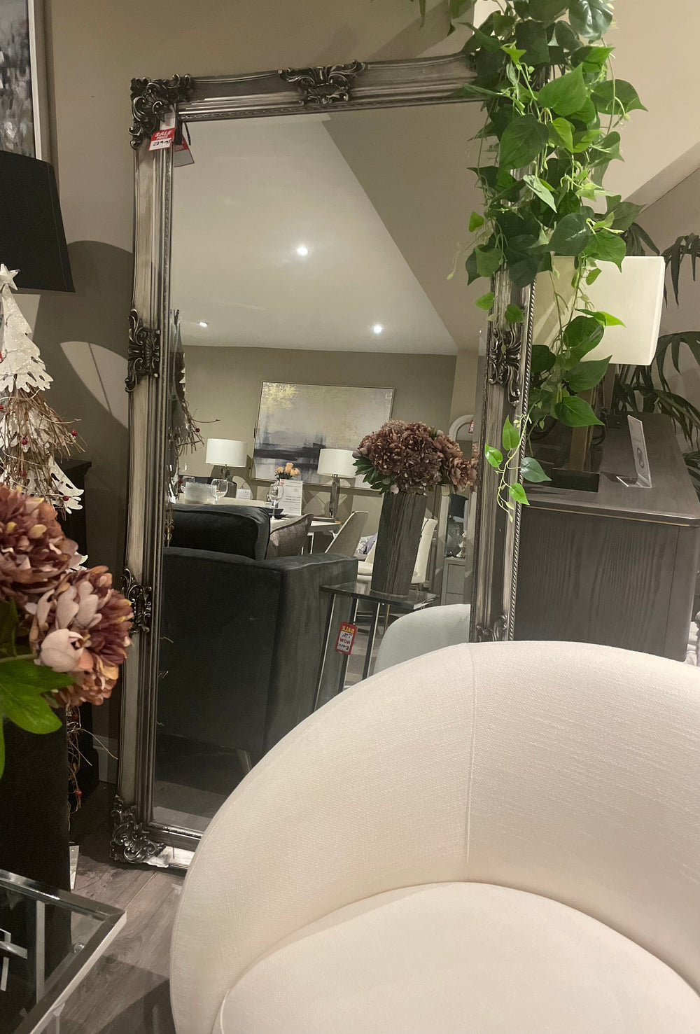 Juliette large French mirror 180 x 90 cm antiqued silver reduced to clear-French full size mirror-Renaissance Design Studio