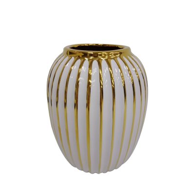 Keaton Vase white and gold/ 3 sizes /Flowers extra-Renaissance Design Studio