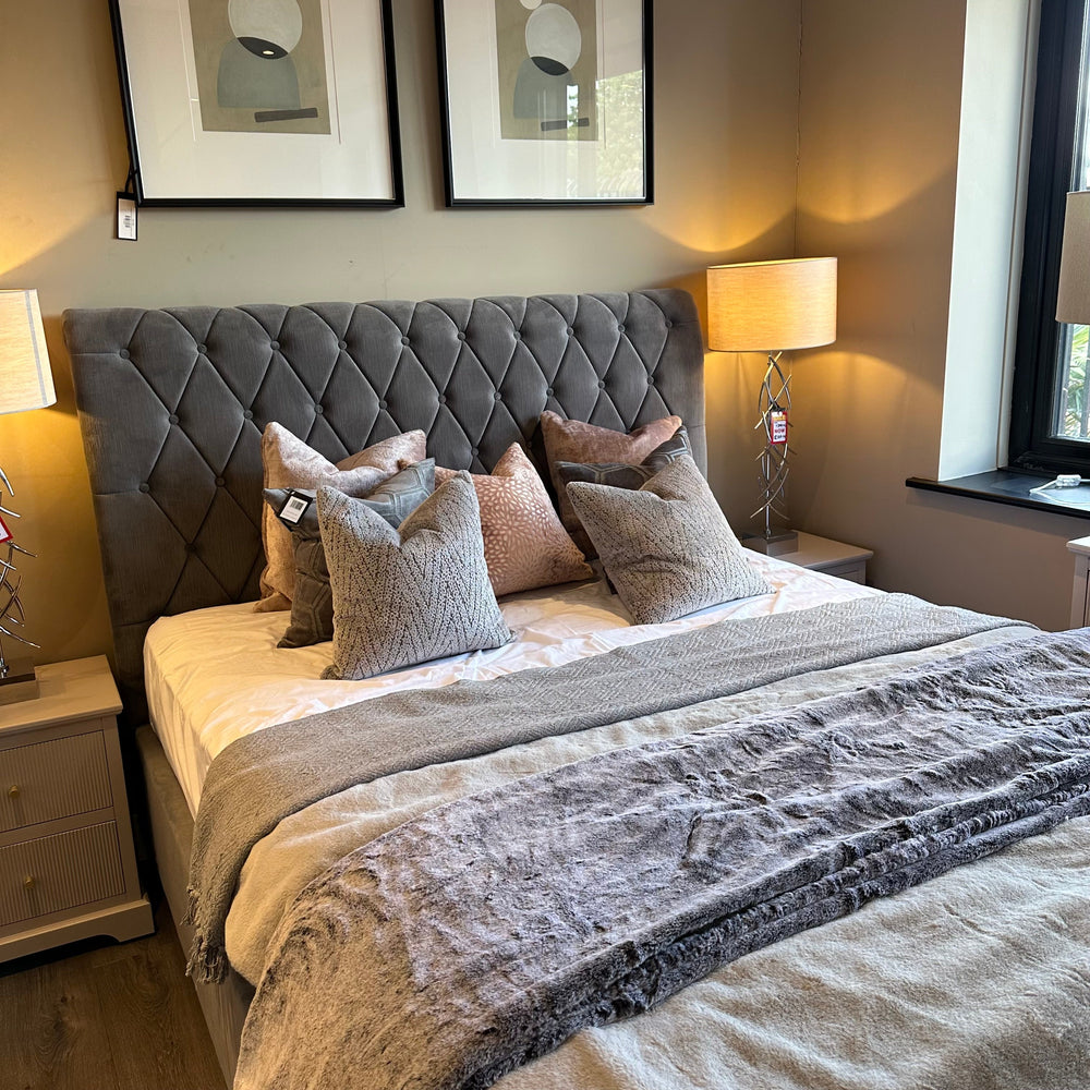 Kildare chesterfield bed in grey Dublin clearance FLASH SALE-deep buttoned bed-Renaissance Design Studio