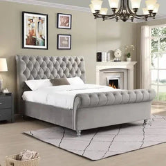Kildare chesterfield bed in grey Dublin clearance FLASH SALE-deep buttoned bed-Renaissance Design Studio