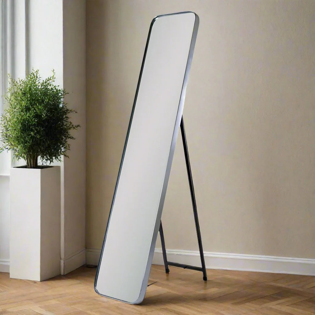 Arlene 150 cm silver dressing mirror with stand clearing at €69.95.  Pay Instore only