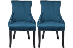 Marine Green Teal Luxurious Lucia Tufted Dining Chairs set of 2 for collection Half Price-Dining chair-Renaissance Design Studio