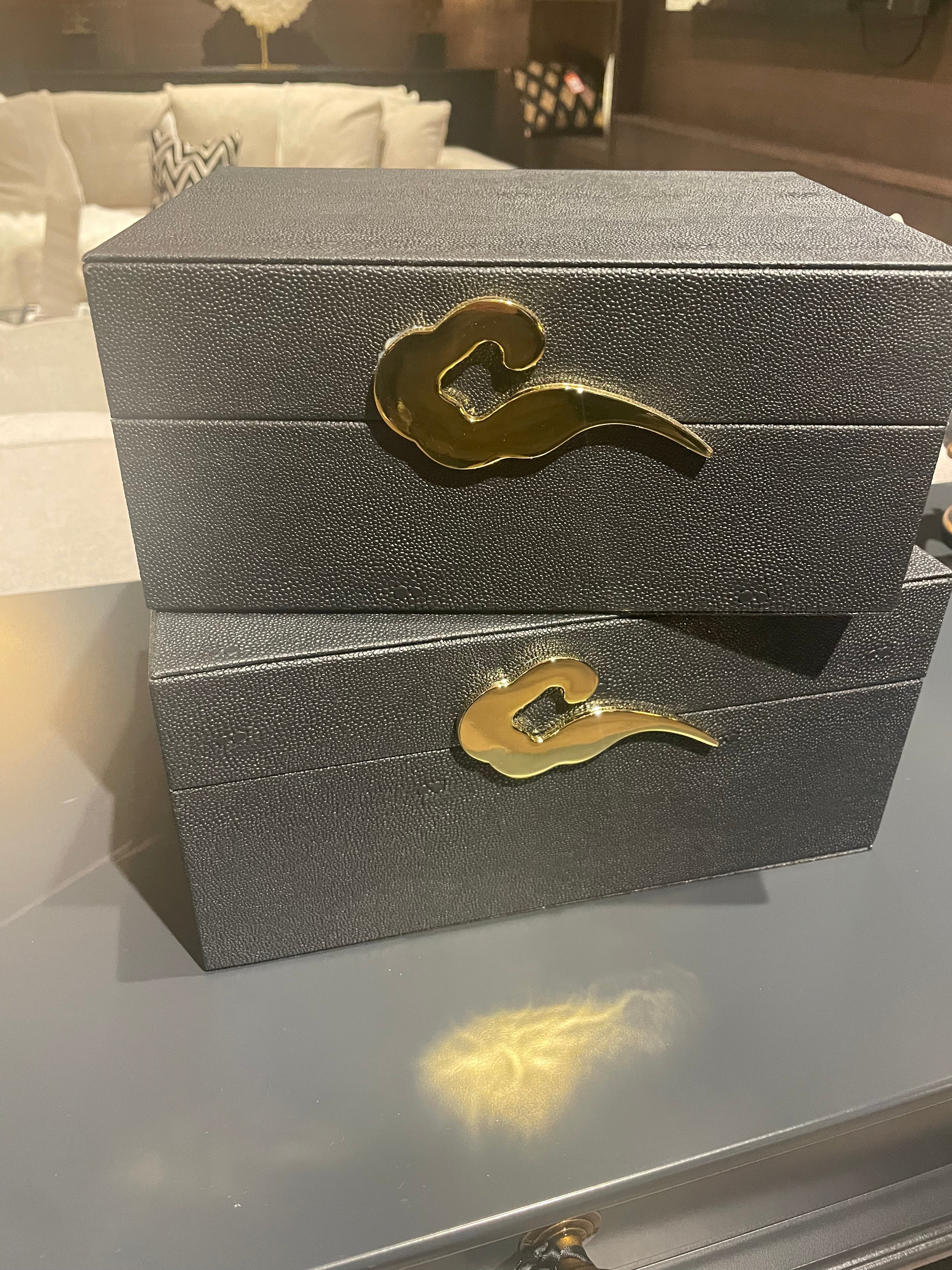 Matte Black jewellery box with gold catch-jewellery boxes-Renaissance Design Studio