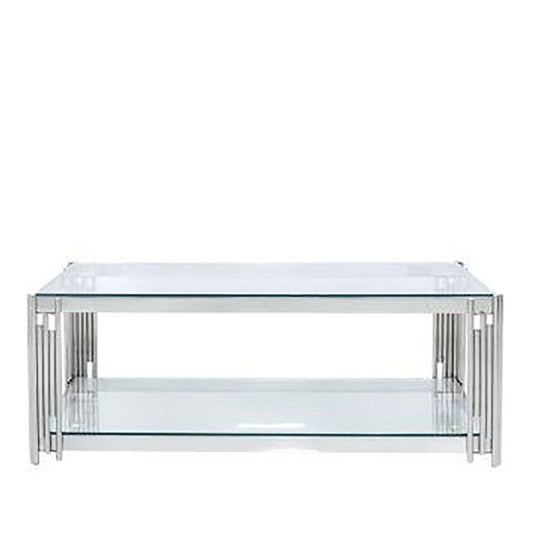 Medina Coffee Table chrome and glass-Renaissance Design Studio