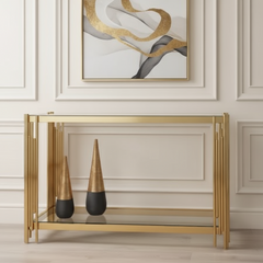 Cohen  Tubular Gold Console Table  REDUCED SALE PRICE