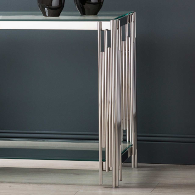 Medina Cohen tubular console table chrome reduced last one-Console Table-Renaissance Design Studio