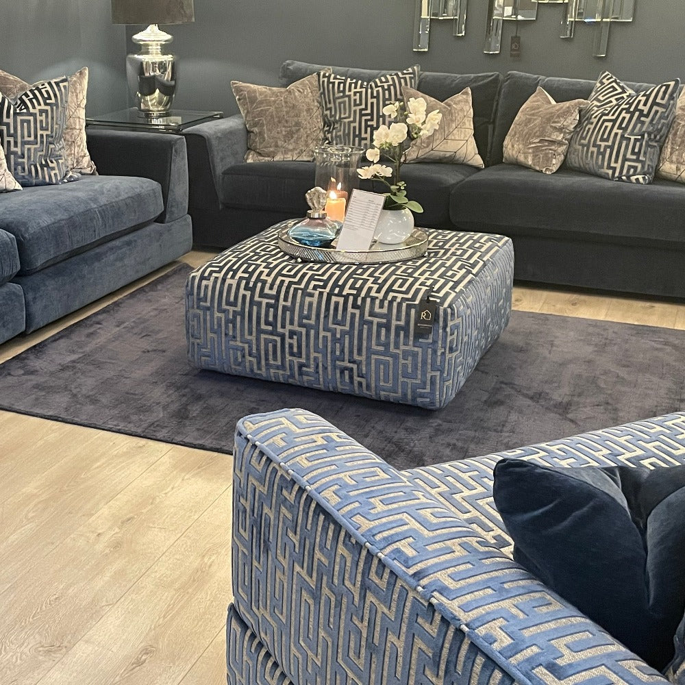 Medina Footstool ottoman in magna charcoal-Sofas-Renaissance Design Studio