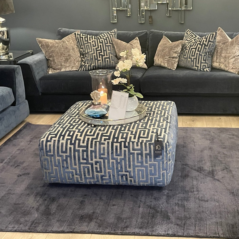 Medina Footstool ottoman in magna charcoal-Sofas-Renaissance Design Studio