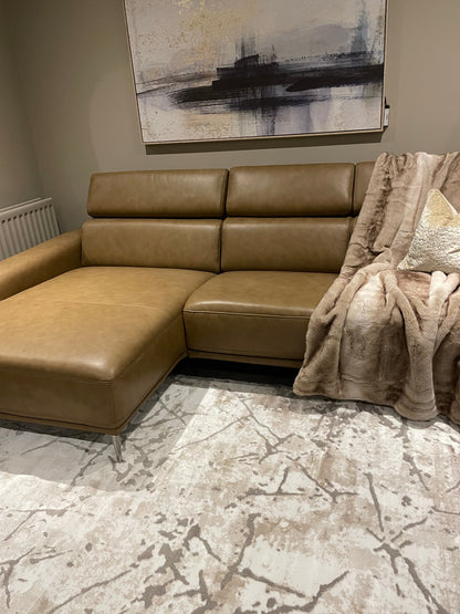 Mezzana Italian top Grade leather chaise sofa further reduced LAST ONE-Chaise sofa-Renaissance Design Studio