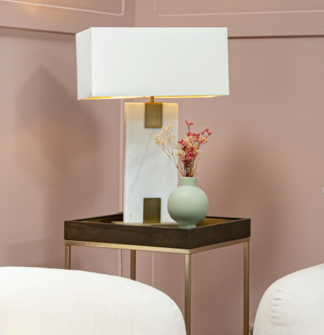 Nahanni White marble table lamp-Renaissance Design Studio