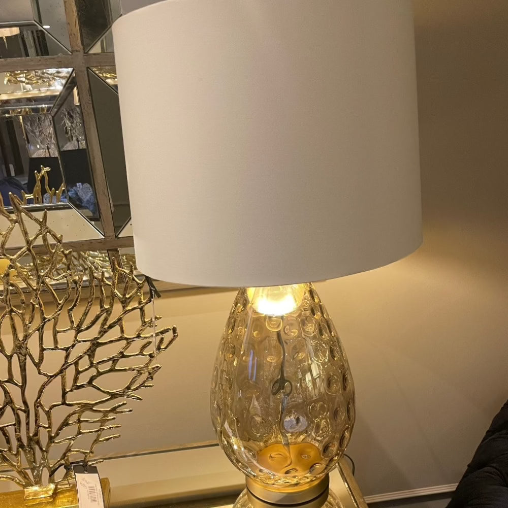 Roma Cognac Glass table lamp with shade reduced-Table Lamp-Renaissance Design Studio