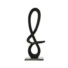 Black Metal Sculpture With Nickel Base 46cm