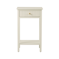 Lindon 1 drawer bedside cabinet in white  w gold . special purchase limited stock      NR
