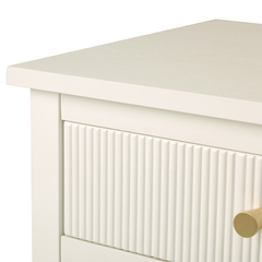 Lindon 1 drawer bedside cabinet in white  w gold . special purchase limited stock      NR