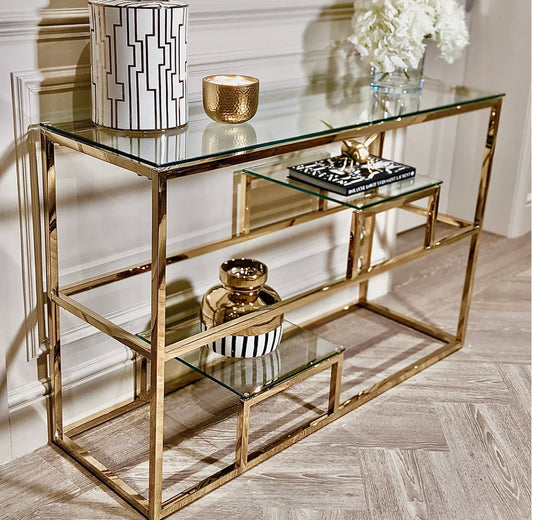 Sahara Harry Gold console table 140cm. REDUCED-Renaissance Design Studio