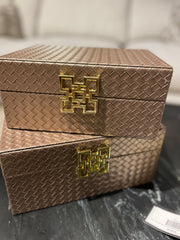 Set of 2 jewellery boxes in bronze with gold handles ....fabulous !-jewellery boxes-Renaissance Design Studio