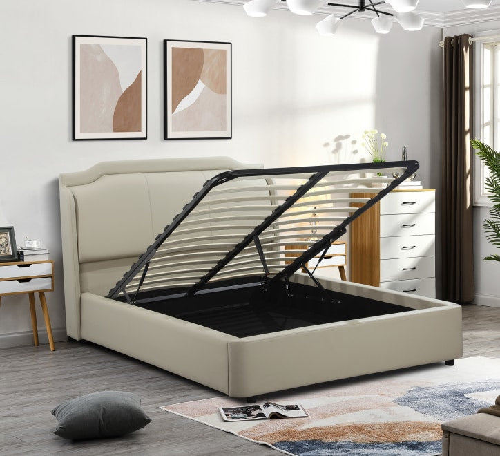 Thomas luxury faux leather ottoman gas lift bed in choice of 3 sizes