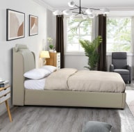 Thomas luxury faux leather ottoman gas lift bed in choice of 3 sizes