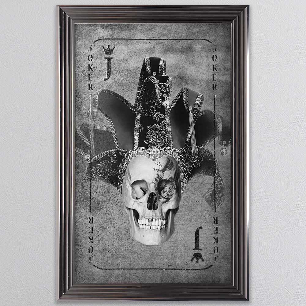 Chrome framed Playing card picture . Online availability warehouse clearance