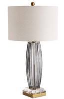 Tishan Kalmar  Lamp. smokey  ribbed  glass  w silver   base with grey  shade unboxed collect only