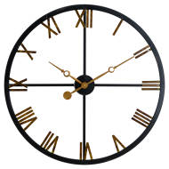 Large Skeleton Station Clock  80 cm Black and Gold  click n collect