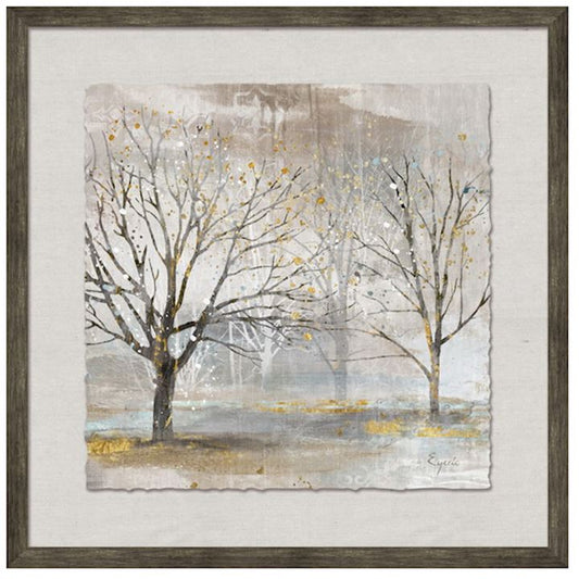 FRAMED PICTURE TREES WITH GOLD LEAF  50X50CM