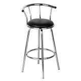 Revolving bar stools with backrest in black chrome ex display collection. Self assembly