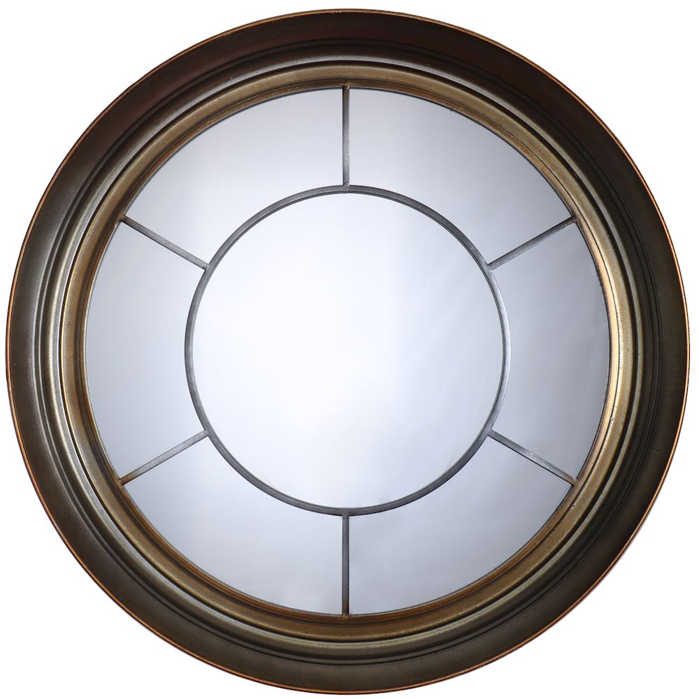 Bronzed round  metal window mirror