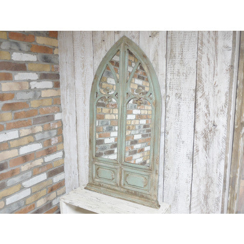 Gothic rustic window mirror with arch